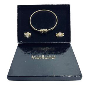 Joan Rivers Gold Tone Omega Snake Chain Bracelet With Magnetic Charms (5950)